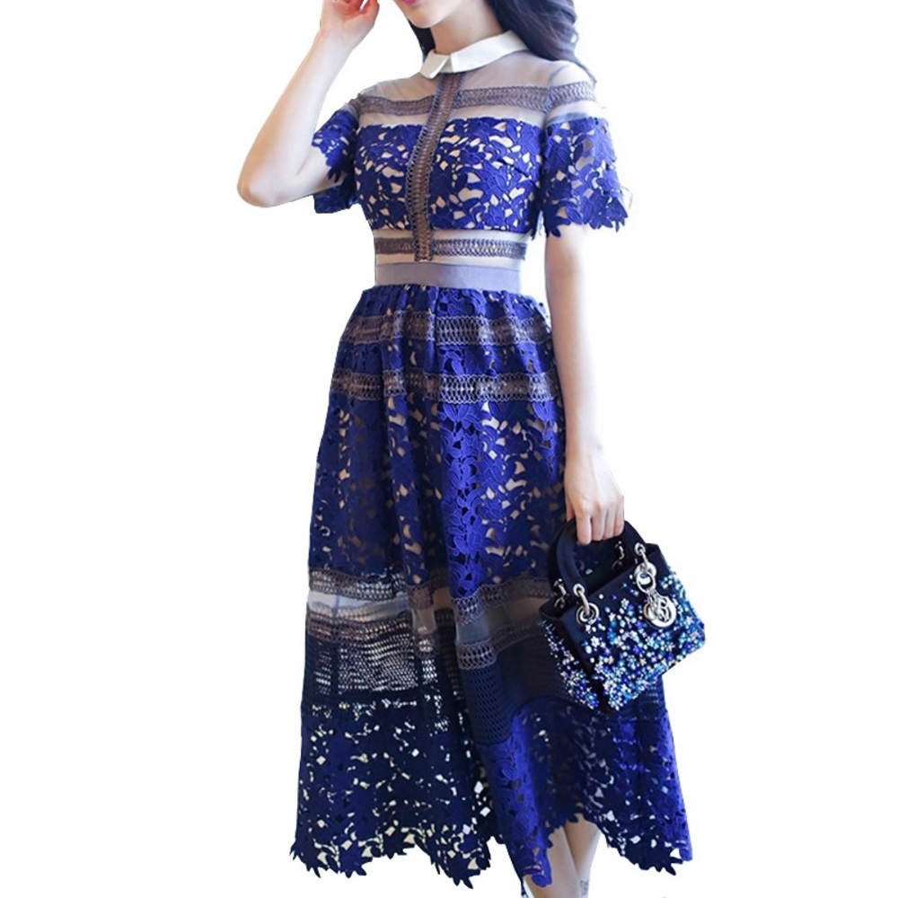 Blue lace dress size 2 new